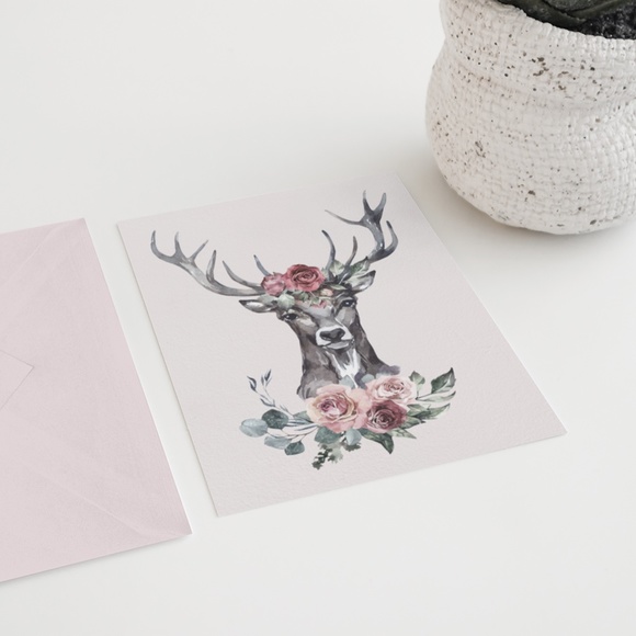 Modern Wall Art Floral Deer Poster Print UNFRAMED - Picture 9 of 11